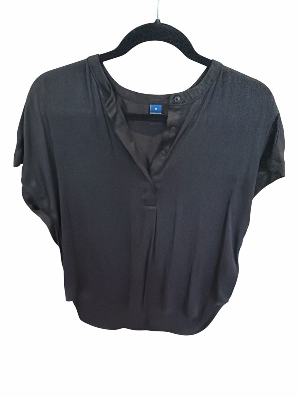 Old Navy Black Short-Sleeve V-Neck Blouse